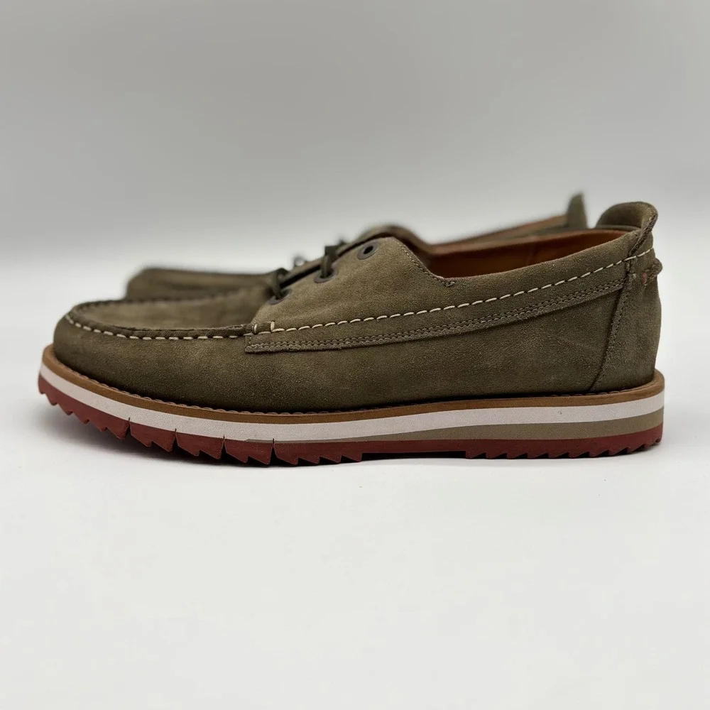 Clarks Mens Olive Green Suede Boat Shoes MocToe‎ Wedge Sole 261577597075 Size8.5